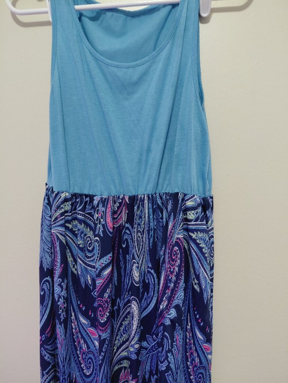 New Women's blue and purple paisley print maxi dress